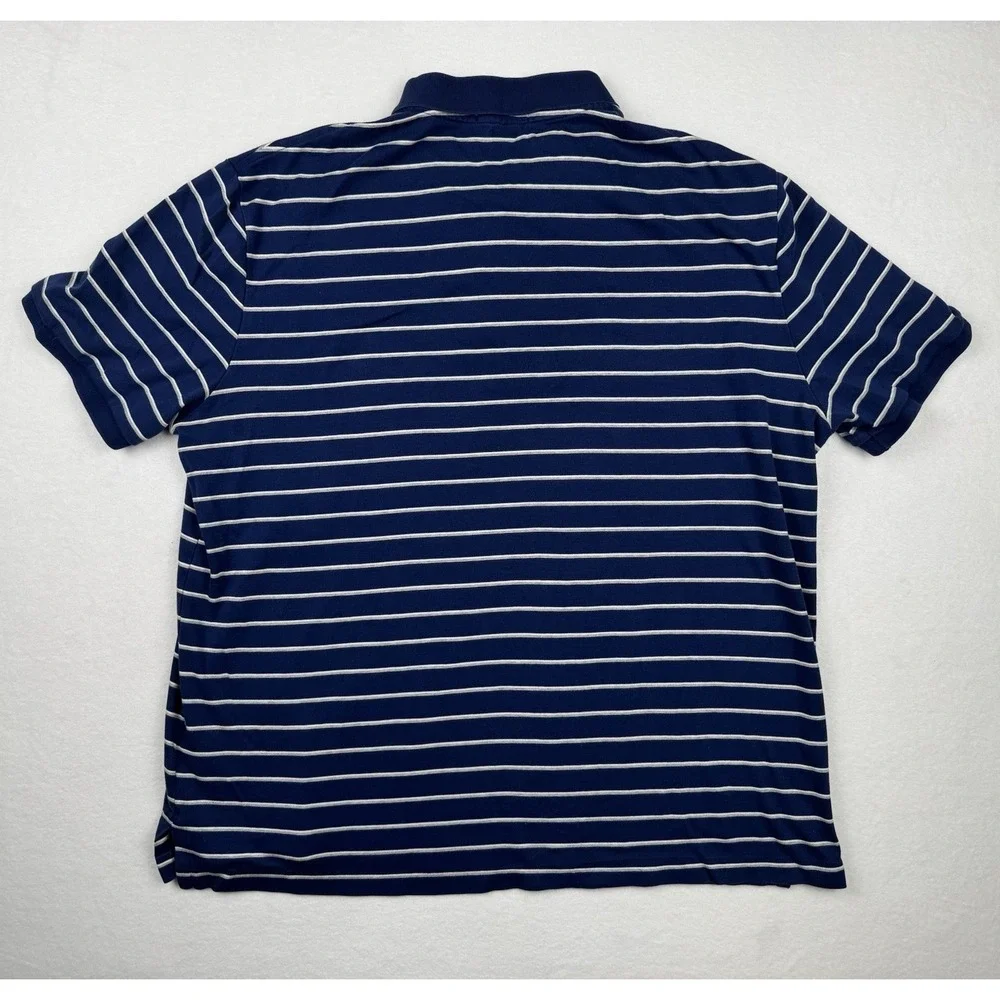 Polo Ralph Lauren Mens XL Blue Striped Polo Shirt Classic Fit Short Sleeve